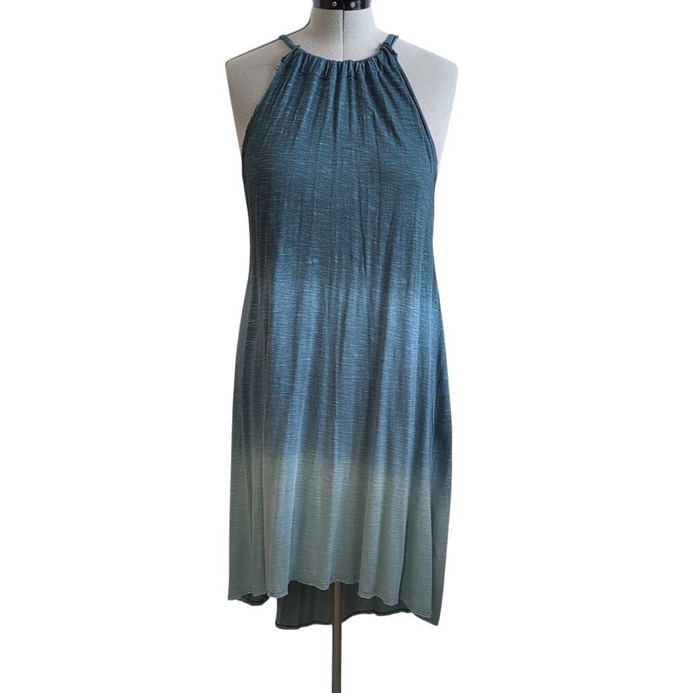 Ecote Blue Ombre Halter Dress Size Small Beach Resortwear Backless High Low Boho